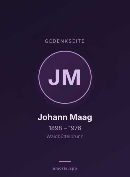 Gedenkportrait von Johann Maag