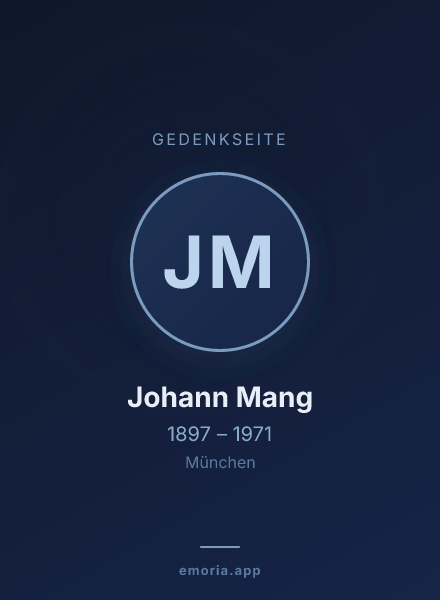 Gedenkportrait von Johann Mang