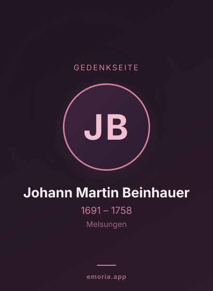 Gedenkportrait von Johann Martin Beinhauer
