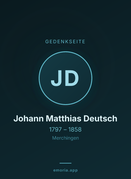 Gedenkportrait von Johann Matthias Deutsch