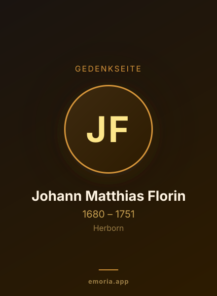 Gedenkportrait von Johann Matthias Florin