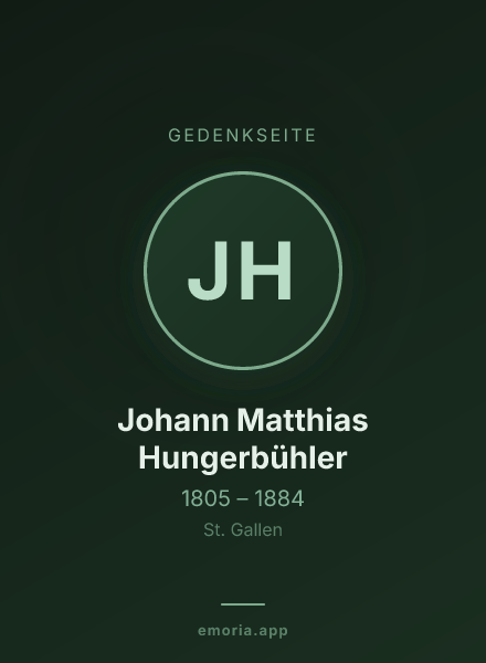 Gedenkportrait von Johann Matthias Hungerbühler