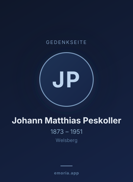 Gedenkportrait von Johann Matthias Peskoller