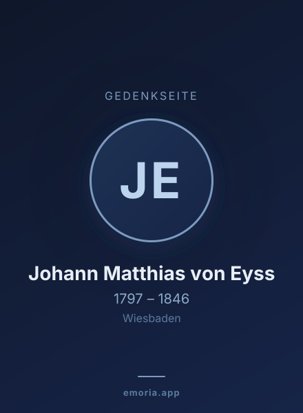 Gedenkportrait von Johann Matthias von Eyss