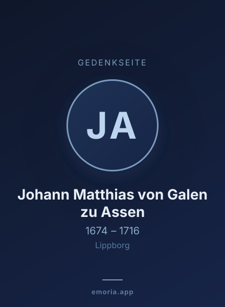 Gedenkportrait von Johann Matthias von Galen zu Assen