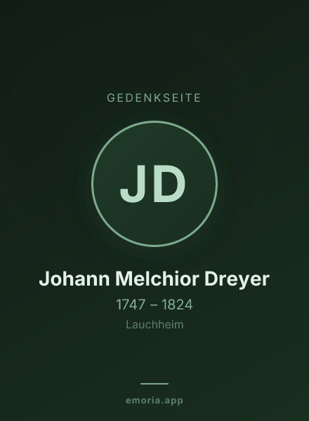 Gedenkportrait von Johann Melchior Dreyer