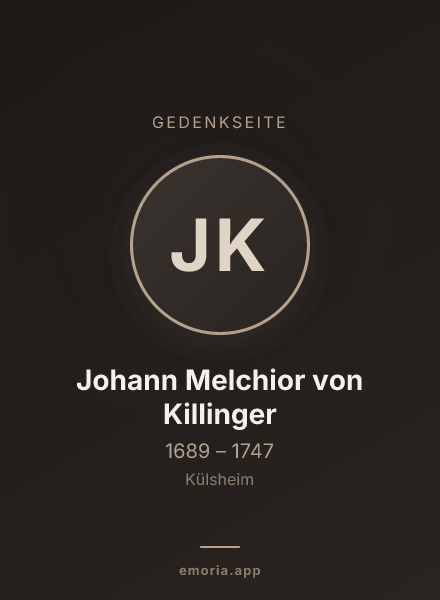 Gedenkportrait von Johann Melchior von Killinger