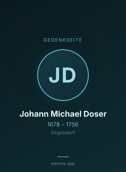 Gedenkportrait von Johann Michael Doser
