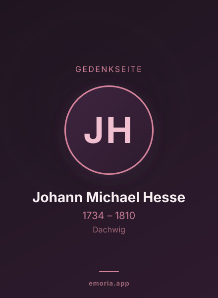Gedenkportrait von Johann Michael Hesse
