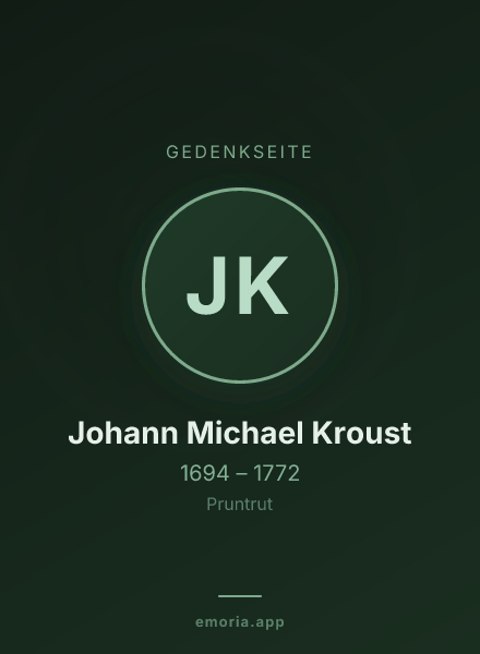Gedenkportrait von Johann Michael Kroust