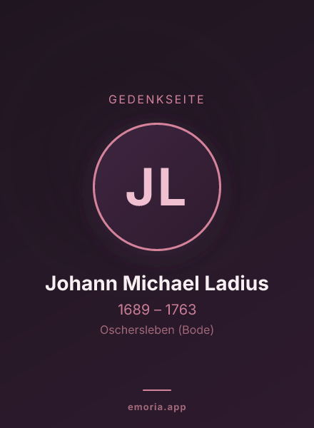 Gedenkportrait von Johann Michael Ladius