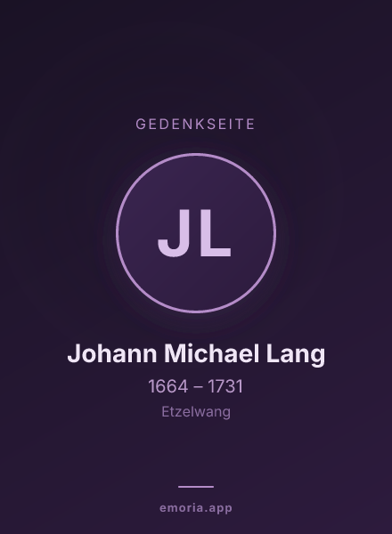 Gedenkportrait von Johann Michael Lang
