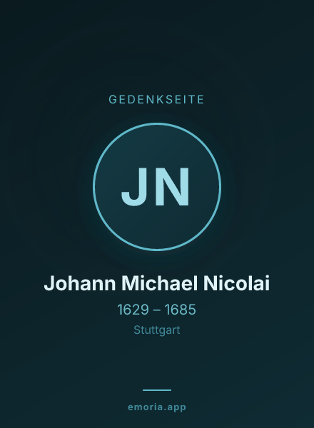 Gedenkportrait von Johann Michael Nicolai
