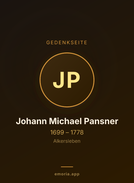 Gedenkportrait von Johann Michael Pansner