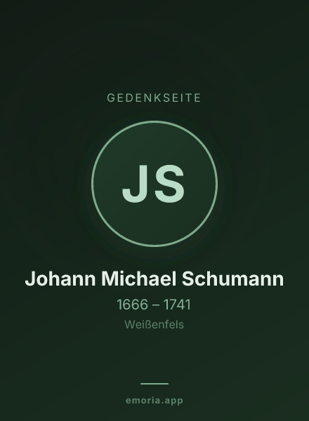 Gedenkportrait von Johann Michael Schumann