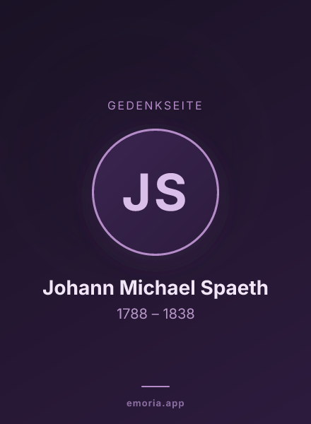 Gedenkportrait von Johann Michael Spaeth