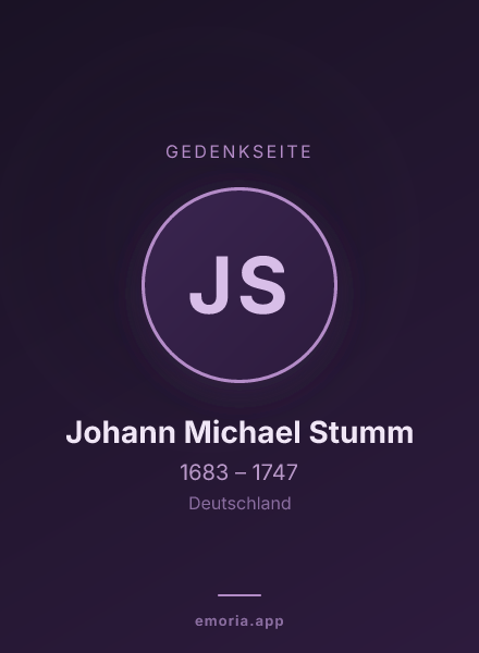 Gedenkportrait von Johann Michael Stumm