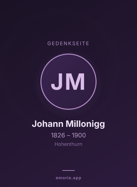Gedenkportrait von Johann Millonigg