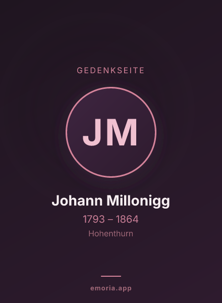Gedenkportrait von Johann Millonigg