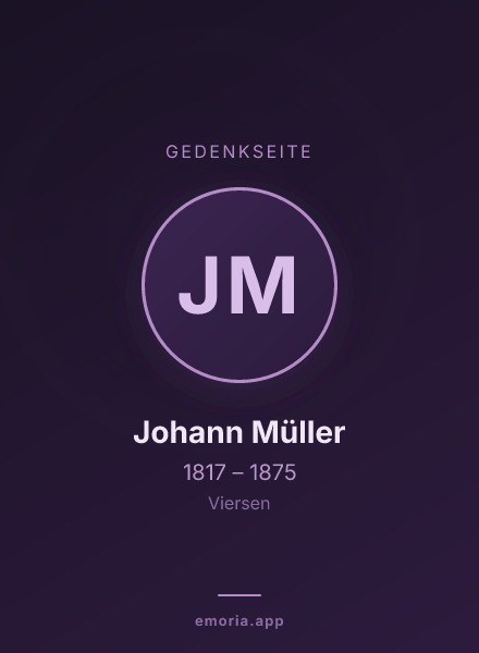 Gedenkportrait von Johann Müller