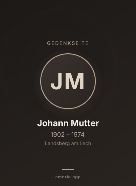 Gedenkportrait von Johann Mutter