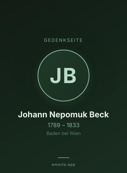 Gedenkportrait von Johann Nepomuk Beck