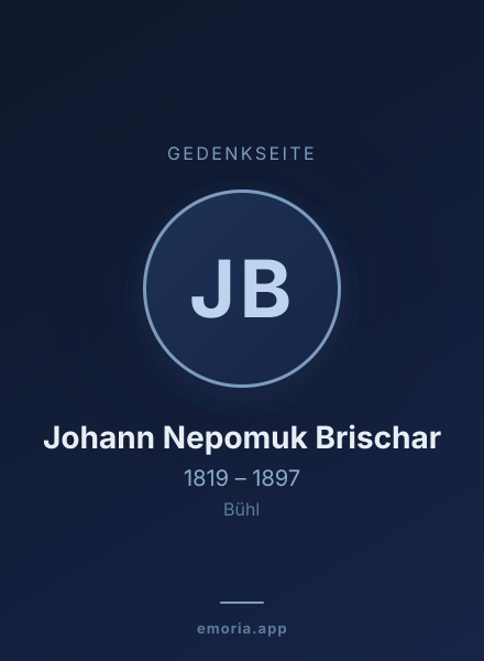Gedenkportrait von Johann Nepomuk Brischar