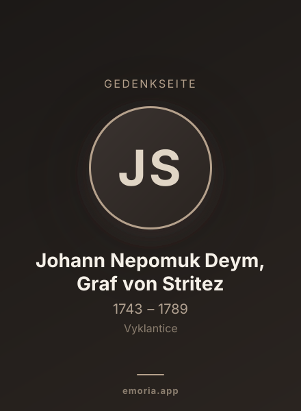 Gedenkportrait von Johann Nepomuk Deym, Graf von Stritez