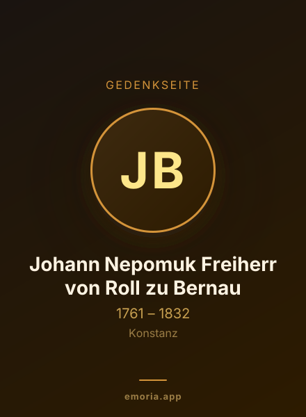 Gedenkportrait von Johann Nepomuk Freiherr von Roll zu Bernau