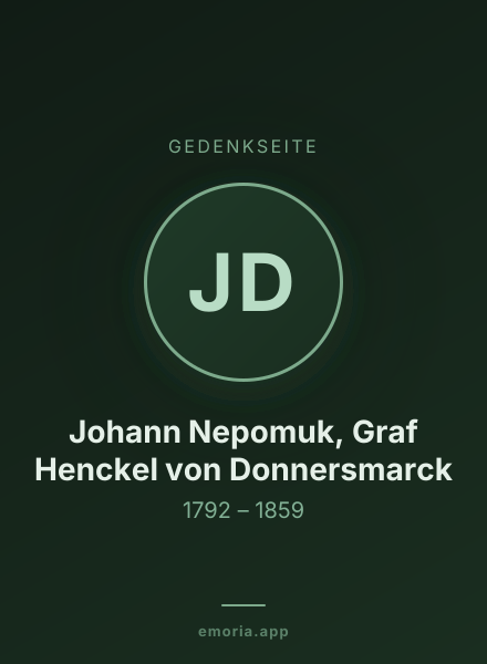 Gedenkportrait von Johann Nepomuk, Graf Henckel von Donnersmarck