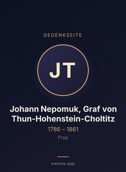 Gedenkportrait von Johann Nepomuk, Graf von Thun-Hohenstein-Choltitz