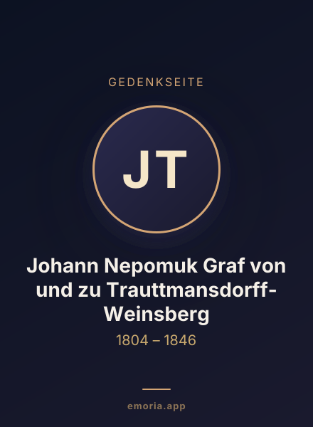 Gedenkportrait von Johann Nepomuk Graf von und zu Trauttmansdorff-Weinsberg