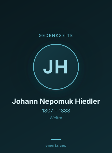 Gedenkportrait von Johann Nepomuk Hiedler