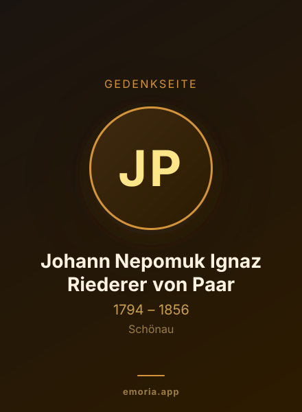 Gedenkportrait von Johann Nepomuk Ignaz Riederer von Paar