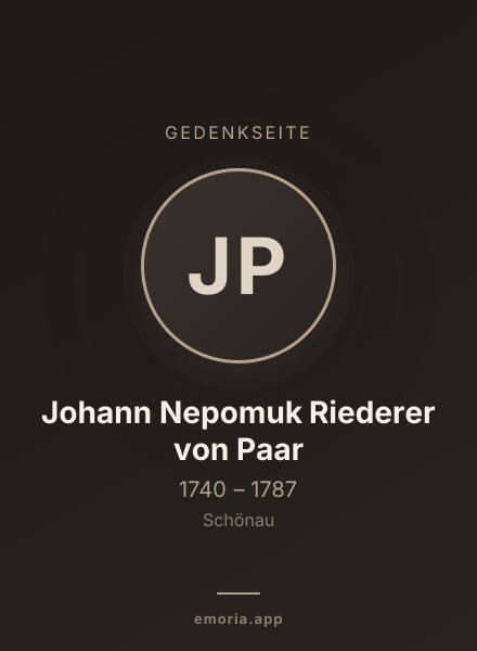 Gedenkportrait von Johann Nepomuk Riederer von Paar
