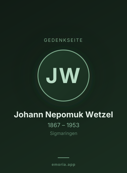 Gedenkportrait von Johann Nepomuk Wetzel