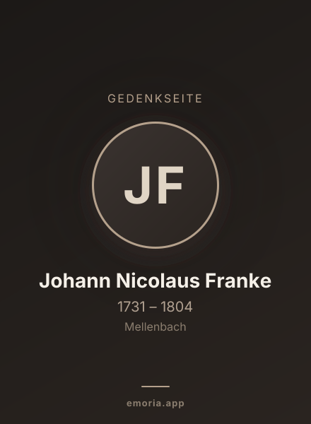 Gedenkportrait von Johann Nicolaus Franke