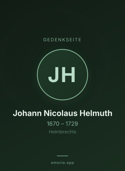 Gedenkportrait von Johann Nicolaus Helmuth