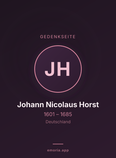 Gedenkportrait von Johann Nicolaus Horst