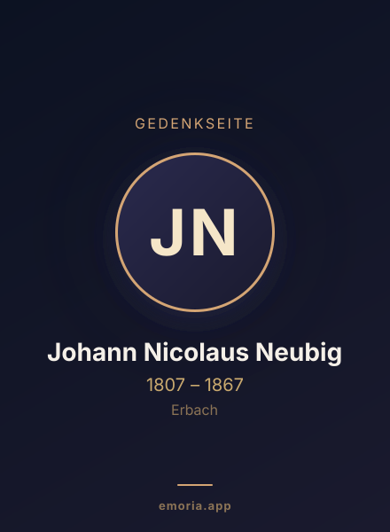 Gedenkportrait von Johann Nicolaus Neubig