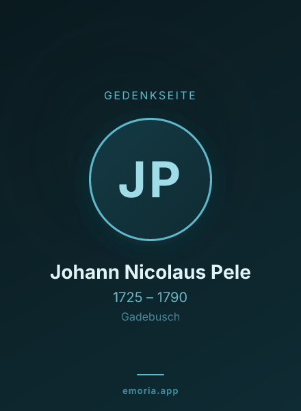 Gedenkportrait von Johann Nicolaus Pele