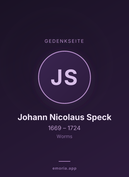 Gedenkportrait von Johann Nicolaus Speck