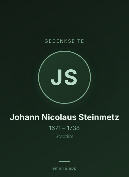 Gedenkportrait von Johann Nicolaus Steinmetz