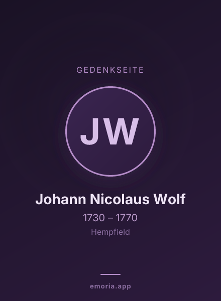 Gedenkportrait von Johann Nicolaus Wolf