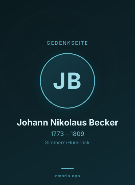 Gedenkportrait von Johann Nikolaus Becker