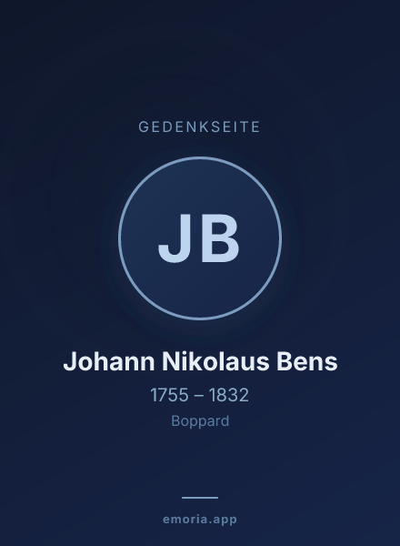 Gedenkportrait von Johann Nikolaus Bens