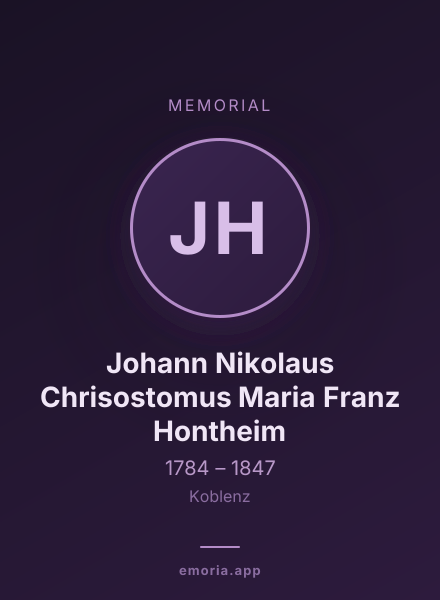 Memorial portrait of Johann Nikolaus Chrisostomus Maria Franz Hontheim