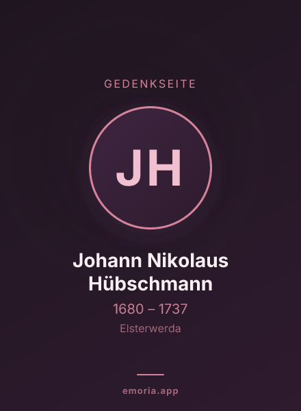 Gedenkportrait von Johann Nikolaus Hübschmann