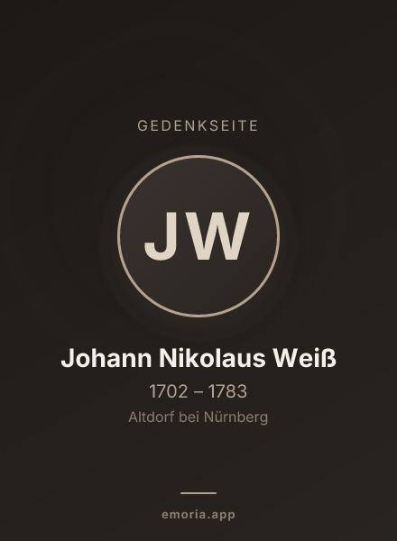 Gedenkportrait von Johann Nikolaus Weiß