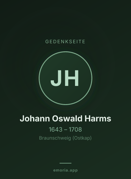Gedenkportrait von Johann Oswald Harms